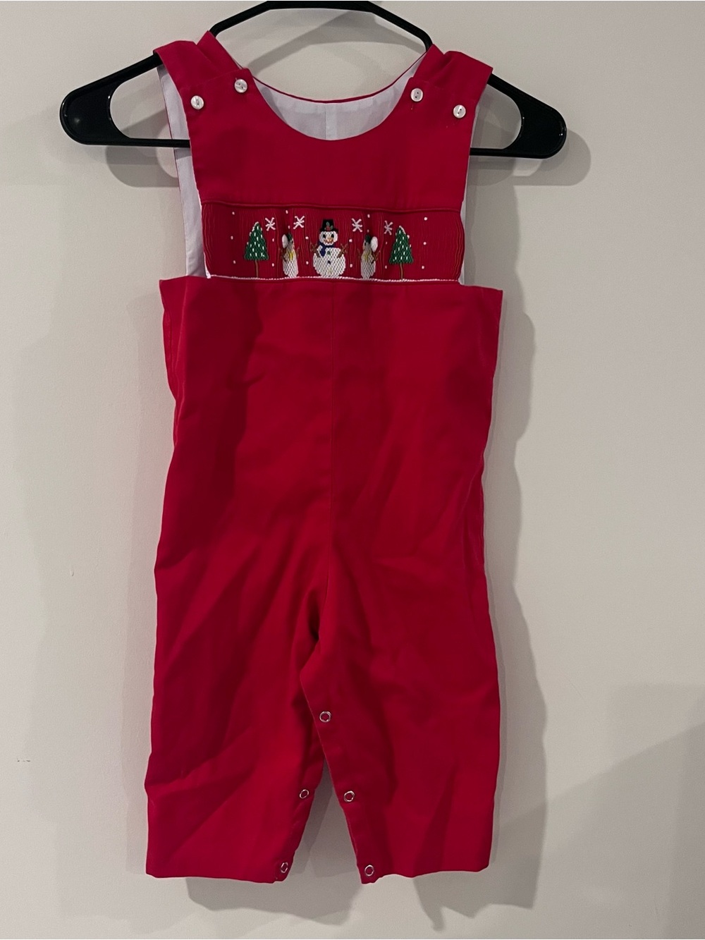 Be Mine Baby Boy Red Smocked Overalls Snowmen Christmas 24m Toddler Boy